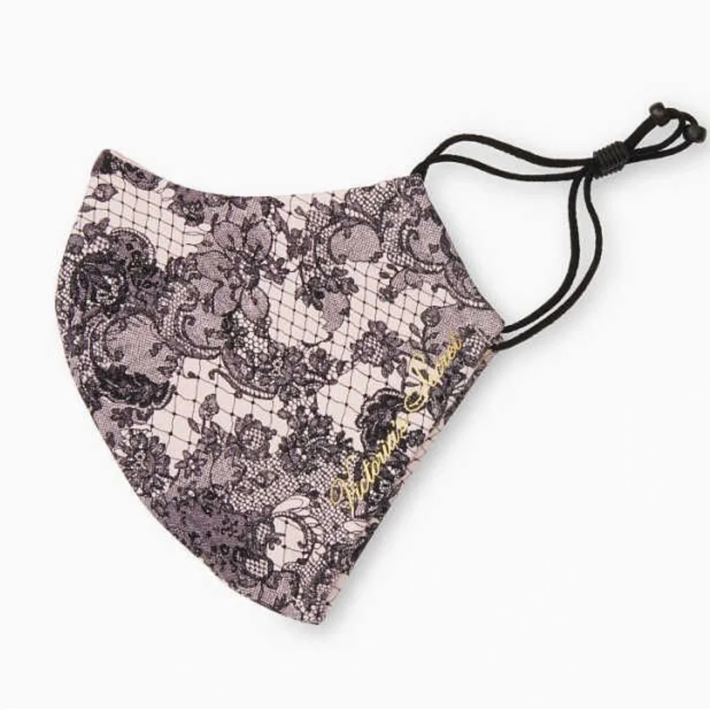 Victoria's Secret Lace Reusable Face Mask - Black and Pink Bundle Silver Sequin